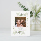 Greenery Wedding Foto Vielen Dank Watercolor Postkarte (Stehend Vorderseite)