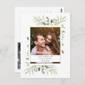 Greenery Wedding Foto Vielen Dank Watercolor Postkarte (Vorne/Hinten)