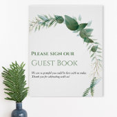 Greenery Wedding Guest Book Poster