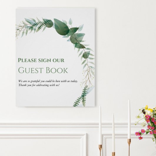 Greenery Wedding Guest Book Poster