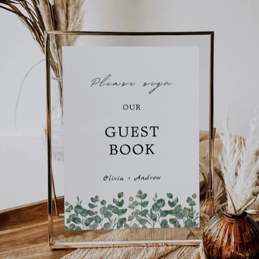 Greenery Wedding Guest Book Sign Template Einladung