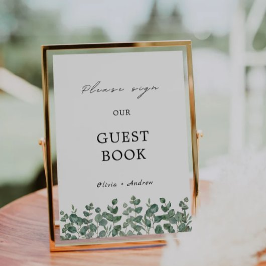 Greenery Wedding Guest Book Sign Template Einladung
