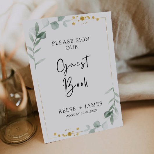 Greenery Wedding Guest Book Sign Template Einladung