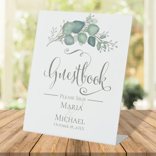 Greenery Wedding Guestbook Script Custom Sockelschild