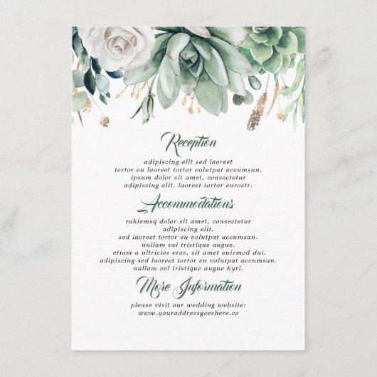 Greenery Wedding Information Guest Begleitkarte (Vorderseite)
