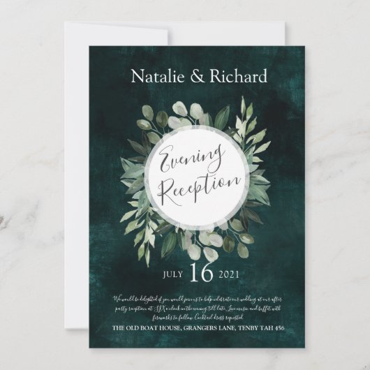 Greenery Wedding Invite, Abend Empfang Einladung (Vorderseite)