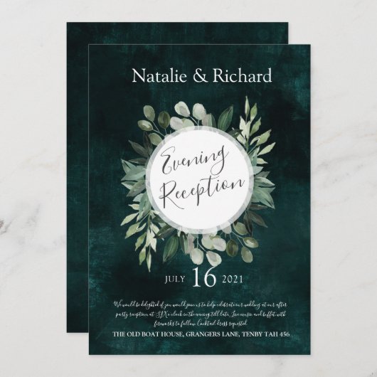 Greenery Wedding Invite, Abend Empfang Einladung (Vorne/Hinten)
