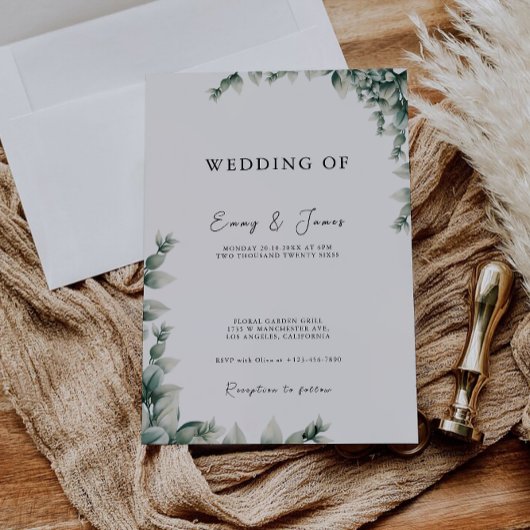 Greenery Wedding Invites Template Einladung