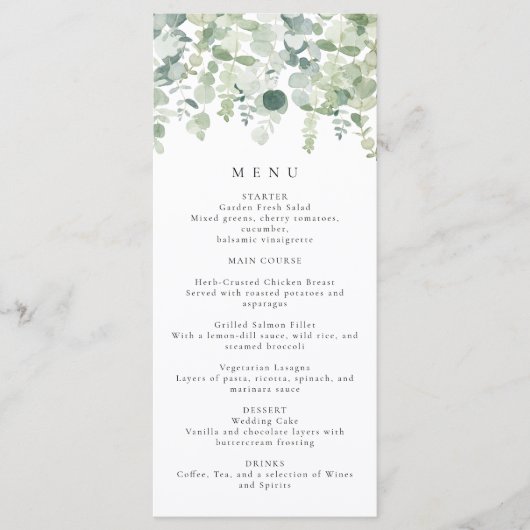 Greenery Wedding Menu Menükarte (Vorderseite)