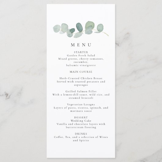 Greenery Wedding Menu Menükarte (Vorderseite)