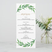 Greenery Wedding Menu oder Brautparty Menu Einladung (Stehend Vorderseite)