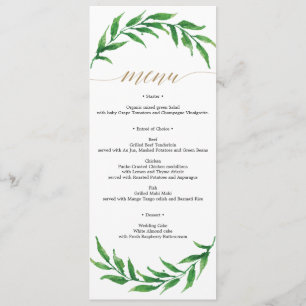 Greenery Wedding Menu oder Brautparty Menu Einladung