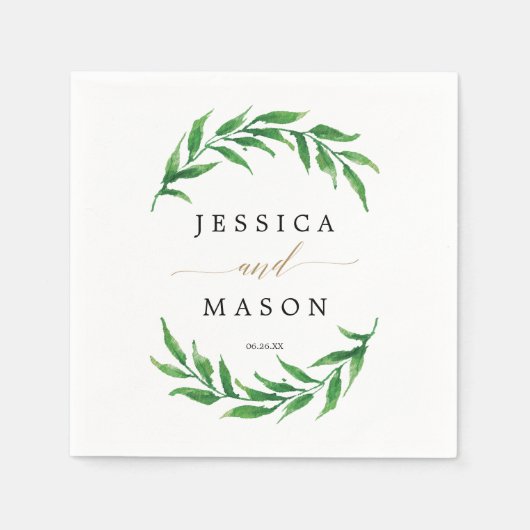 Greenery Wedding Napkin Cocktail Napkin Serviette (Vorderseite)