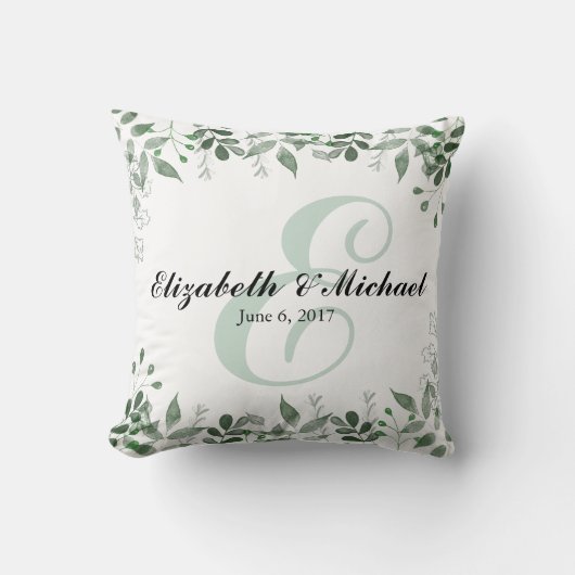 Greenery Wedding Personalisiert Throw Kissen (Vorderseite)