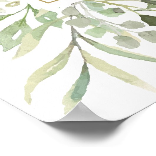 Greenery Wedding Portrait Begrüßungszeichen Poster (Ecke)