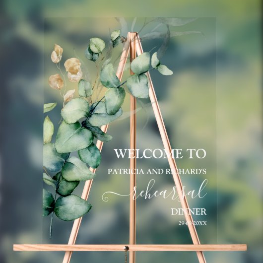 Greenery Wedding Probe Dinner Begrüßungszeichen Acrylschild (Neutral)