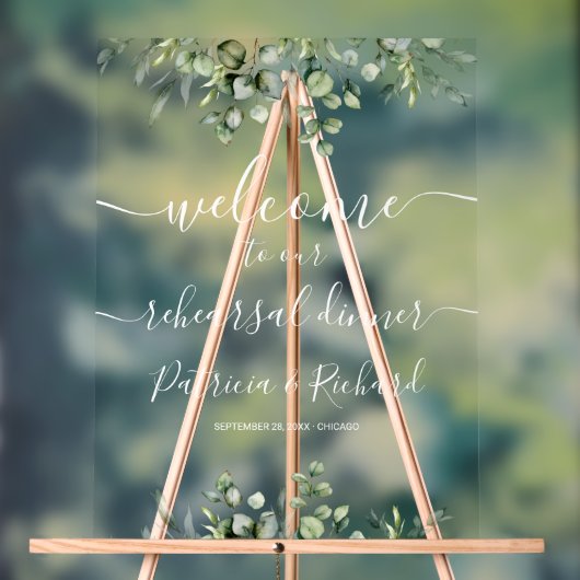 Greenery Wedding Probe Dinner Begrüßungszeichen Acrylschild (Neutral)