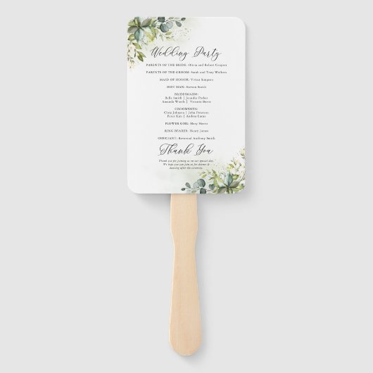 Greenery Wedding Program Hand Fan Fächer (Rückseite)