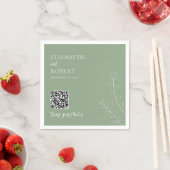 Greenery Wedding QR Share Your Photos Sage Green Serviette (Beispiel)