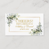 Greenery Wedding Reception Gold Drink Ticket Card Begleitkarte (Vorderseite)