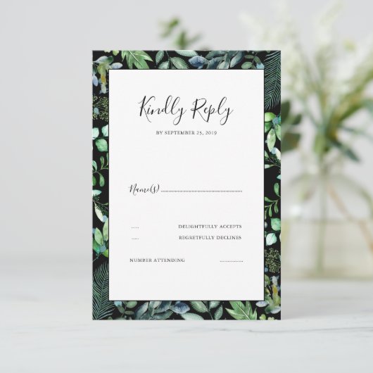 Greenery Wedding RSVP (Stehend Vorderseite)