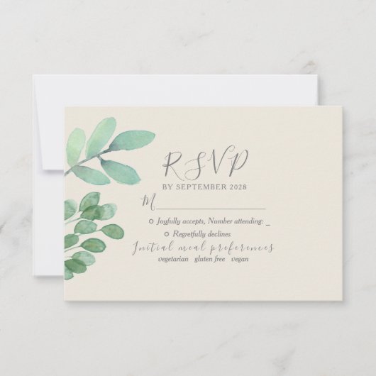 Greenery Wedding RSVP Card (Vorderseite)