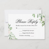 Greenery Wedding RSVP Card Einladung (Vorderseite)