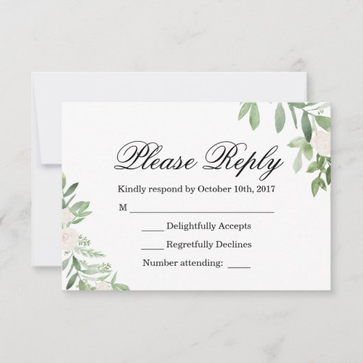 Greenery Wedding RSVP Card Einladung (Vorderseite)