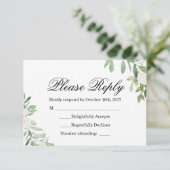 Greenery Wedding RSVP Card Einladung (Stehend Vorderseite)