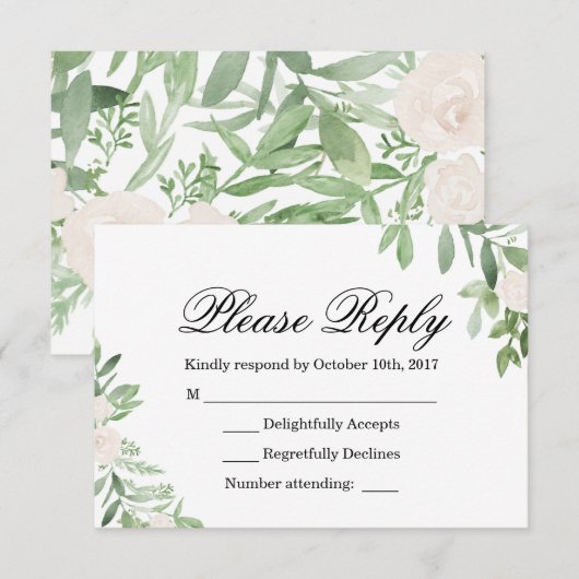 Greenery Wedding RSVP Card Einladung (Vorne/Hinten)