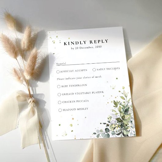 Greenery Wedding RSVP Card Karte