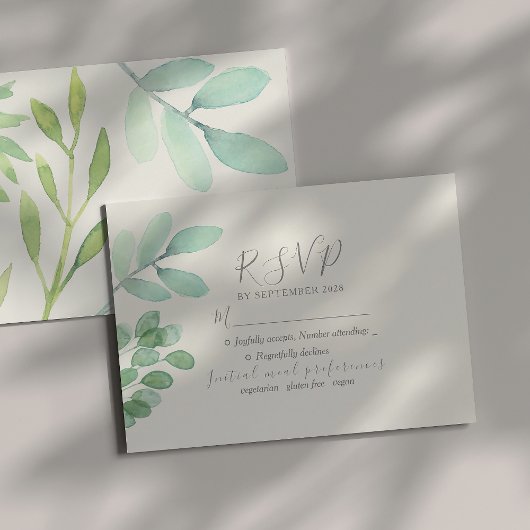 Greenery Wedding RSVP Card Karte