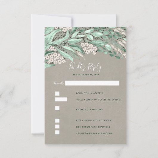 Greenery Wedding RSVP Karte (Vorderseite)