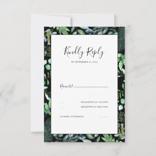 Greenery Wedding RSVP Karte (Vorderseite)