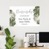 Greenery Wedding Spanish Begrüßungszeichen Poster (Heimbüro)