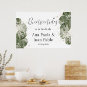 Greenery Wedding Spanish Begrüßungszeichen Poster (Küche)