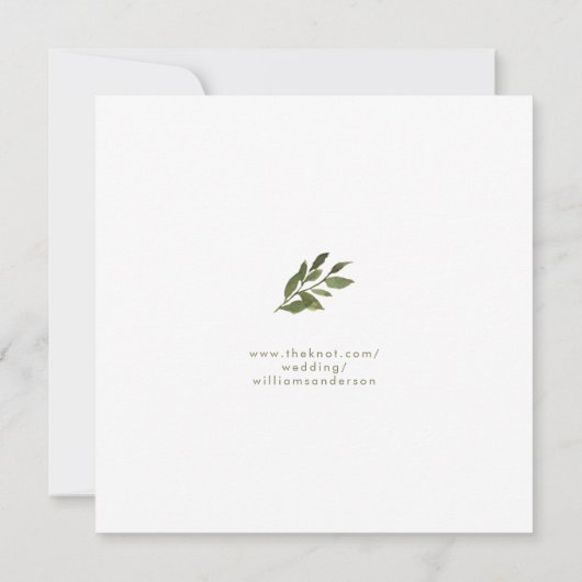 Greenery Wedding Square Save the Date Gold Text (Rückseite)