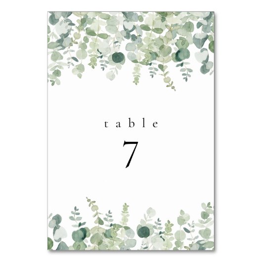 Greenery Wedding Table Cards Tischnummer (Vorderseite)