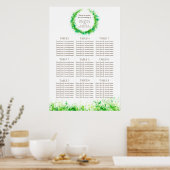 Greenery Wedding Table Planner 1-9 Tische Poster (Küche)