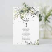 Greenery Wedding Table Seating Chart Cards (Stehend Vorderseite)