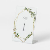 Greenery Wedding Tischnummer Sockelschild (Vorderseite)
