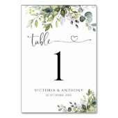 Greenery Wedding Tischnummern (Vorderseite)