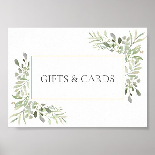 Greenery Wedding Watercolor Blätter signieren Poster (Vorne)