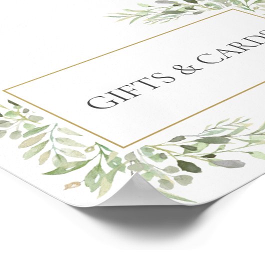 Greenery Wedding Watercolor Blätter signieren Poster (Ecke)