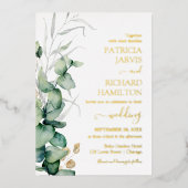 Greenery Wedding Watercolor Eucalyptus Folieneinladung (Vorderseite)