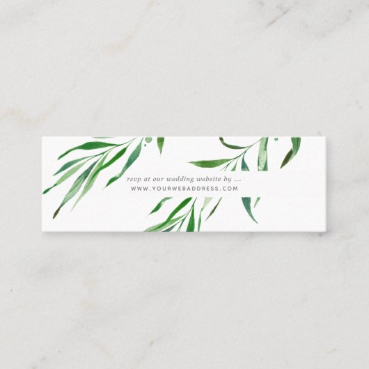 Greenery Wedding Website RSVP-Karten, Einschließun Mini Visitenkarte (Vorderseite)