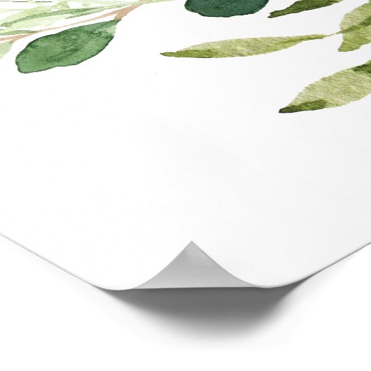 Greenery Wedding Welcome Sign - Alles Gute Poster (Ecke)