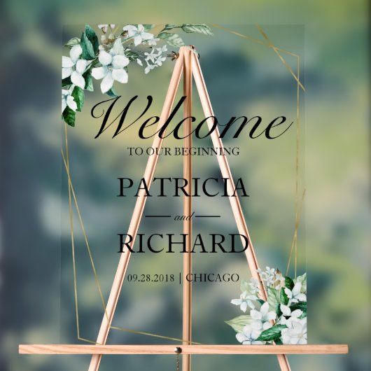 Greenery Wedding Willkommenszeichen Acrylschild (Neutral)