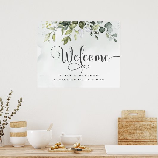 Greenery Wedding Willkommenszeichen Poster (Küche)