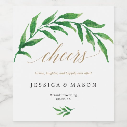 Greenery Wedding Wine Labels Weinetikett (Einzelnes Label)